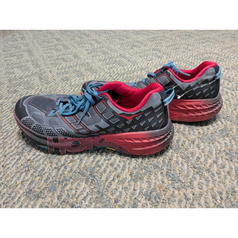 Hoka One One Speedgoat 2 Mens 12 Trail Running Shoes Black Red 1016795 BTRRD